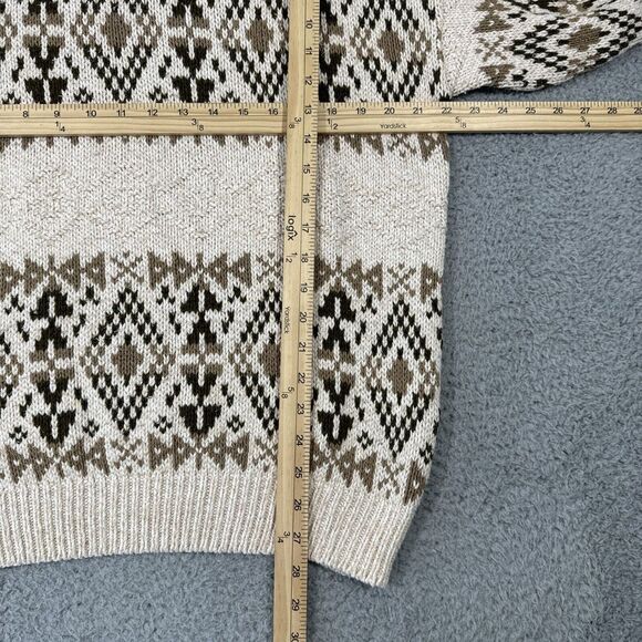 Vintage Y2K Van Heusen Cream Fair Isle Crew Neck Pullover Sweater Mens Large USA - Picture 5 of 7